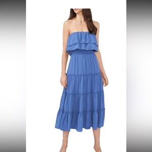 1 state blue tiered maxi dress